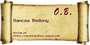 Oancsa Bodony névjegykártya
